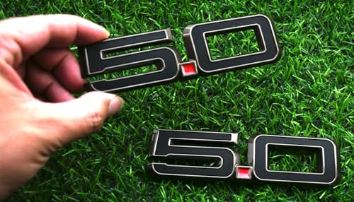 Image of Pair Set 5.0 Emblem Door Side 3D Badge Compatible with 2024-2025 Mustang GT Dark Horse PR3Z-16228-D (5.0-Bronze Red)