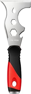 Mister Rui Putty Knife, Paint Scraper 13 in 1 Putty Knife Multi Fuctional, Stainless Steel Metal Scraper, Spackle Knife with Hammer End, Razor Blade Paint Scraper Tool