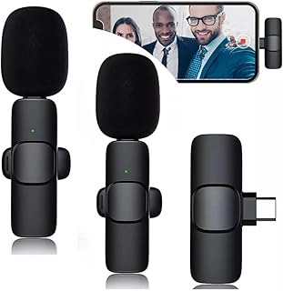 Microfone de Lapela sem fio 2 peças para iPhone iPad compativel iphone 1 transmissor suporta 2 microfones, redução de ruído, para gravação, entrevista, vloggers, YouTube, TikTok,Facebook N.C