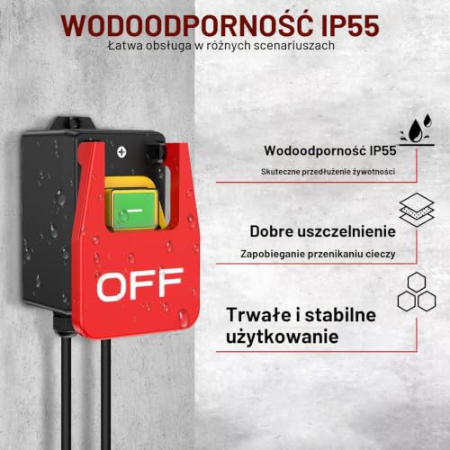 Przełącznik maszynowy 230 V, 16 A, jednofazowy wyłącznik, wyłącznik napięcia zerowego z gniazdkiem, wyłącznik bezpieczeństwa do szybkiego wyłączania stołu frezarskiego i innych urządzeń elektrycznych
