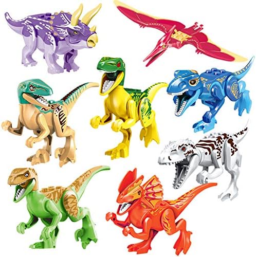PBOX 8-Pcs Dinosaur Building Blocks Action Figures Toy Set for 3 4 5+ Year Old Boys & Girls, Jurrasic World Dinosaur Toys for Kids,Toddler Dinosaur Toys