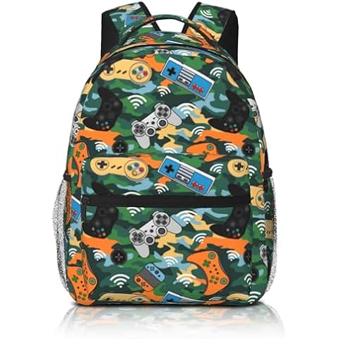 Mtsouya Green Camo Gaming Backpack for Boys Games Backpack Travel Laptop Backpack Travel Camping Daypack for Adults Teens Boys Girls Cover