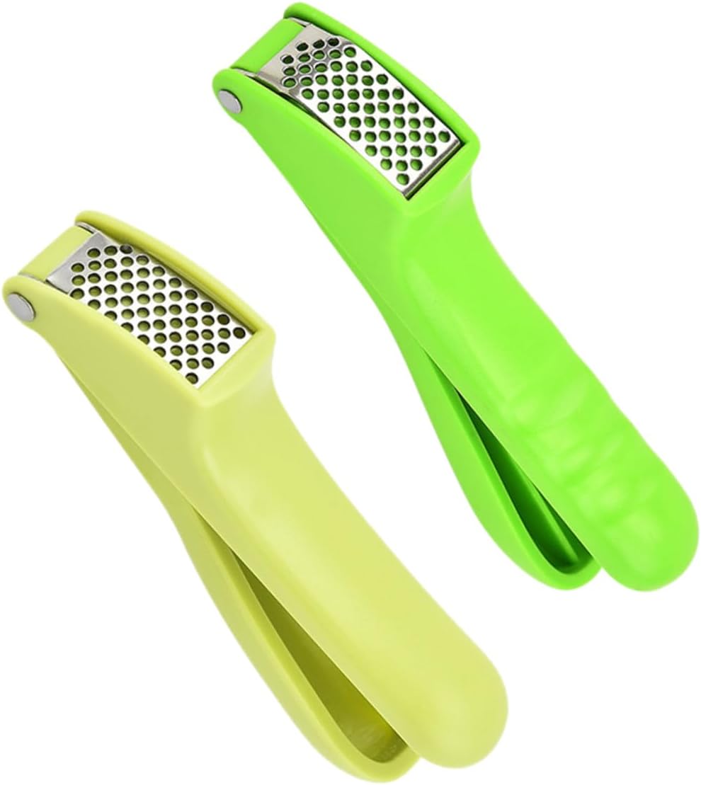 Mikinona 2pcs Stainless Steel Garlic Masher Metal Garlic Press Kitchen Garlic Mincer Kitchen Garlic Presser Garlic Masher with Handle Meat Grinder Garlic Peeler Manual
