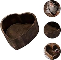 Vista 4 de 1 caja de posar de madera para bebé en forma de corazón, para estudio de recién nacidos, para sesión de fotos (café profundo)