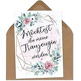 OWLBOOK Trauzeugin Fragen rosa Blumenkranz Puzzle mit Brief-Umschlag Geschenke Geschenkideen für Trauzeugin zur Hochzeit & Verlobung