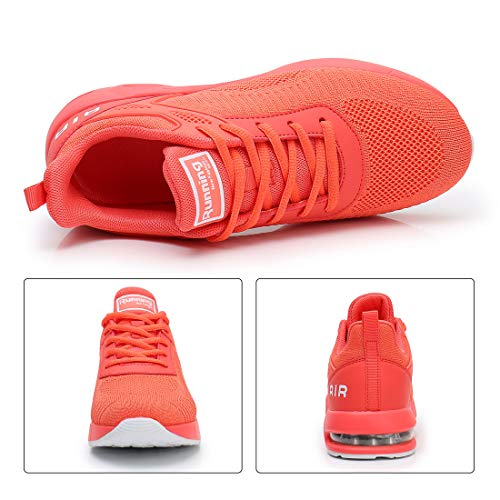 Akk Womens Air Athletic Running Shoes - Women Sneakers Non Slip Air Shoes Mesh Walking Fashion Sneakers Breathable for Gym Workout Tennis Orange Size 6
