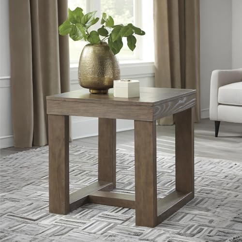 Image of Signature Design by Ashley Cariton Contemporary Oversized Square End Table, Grayish Brown