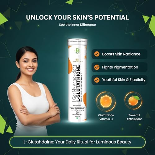 Image of Healthy Nutrition L-Glutathione 600mg with Vitamin C Effervescent Tablets | Antioxidant Support for Skin Brightness & Wellness | Supports Even-Looking Skin & Daily Detox Support | For Men & Women | 20 Tablets