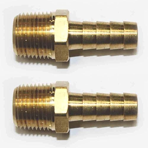 Paquete de 2 accesorios de manguera de latón de extremo macho NPT de 3/8 pulgadas de 3/8 pulgadas para neumática interestatal FM66
