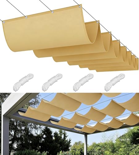 Toile D'ombrage Rétractable Vague 0.9x3.5M Imperméable Rectangulaire Voile Ombrage Filet D'ombrage Bâche Ombrage Protection UV Solaire pour Jardins Balcons Pergola...