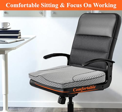 Image of kingphenix Premium Car Seat Cushion, Memory Foam Driver Seat Cushion to Improve Driving View- Coccyx & Lower Back Pain Relief - Seat Cushion for Car, Truck, Office Chair (4D Mesh Gray)