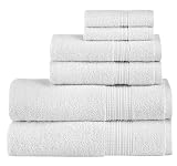 Nine West Luxury 6 Piece Towel Set, 100% Turkish Cotton Terry Cloth, Quick Drying, Highly Absorbent & Comfy, Includes 2 Bath Towels, 2 Hand Towels & 2 Washcloths | (White)