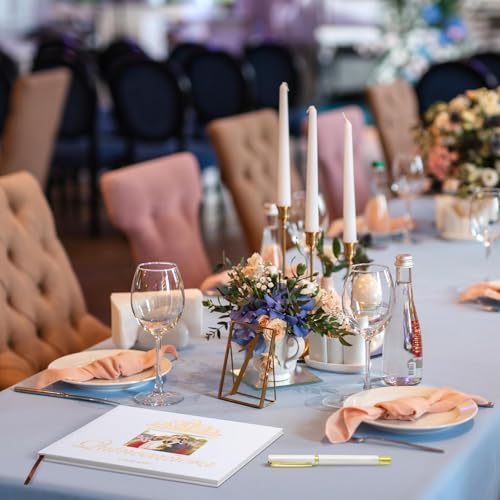 Image of MotiMind Quinceanera Guest Book with Pen 11 x 8 Inch Libro De Firmas Para 15 Anos Quinceanera Leather Hardcover Signature Book Guest Sign in for 15th Party Favors Decoration(White Rose Gold,Crown)