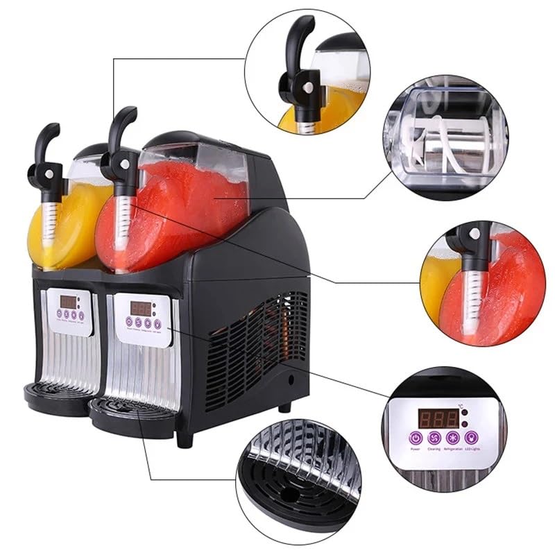 SYTEH Kommerzielle Eis-Slush-Maschine, Mini-Slush-Saft-Maschine mit 2,5 l Doppeltank, gefrorener Saft, Eismischung, kühlende Getränke, Smoothie-Slushie-Maker, for Cocktail-Kaffee, Eistee – Bild 7
