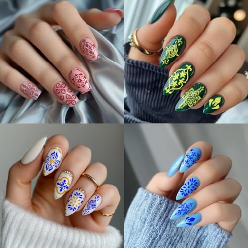 PH PandaHall 5 peças de modelos de arte de unhas com padrão de mosaico, placa de estampagem caleidos