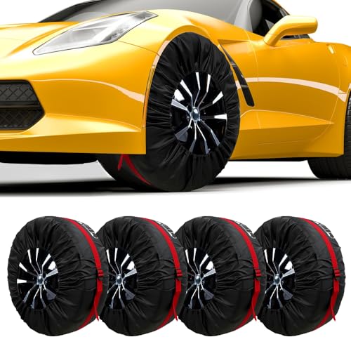 UHETLET 4 PCS Fundas Protectoras para Neumáticos 19'-23' | Bolsas de Almacenamiento con UV | Cubiertas para Ruedas de Coche y Caravana | Protege Neumáticos de Invierno/Verano