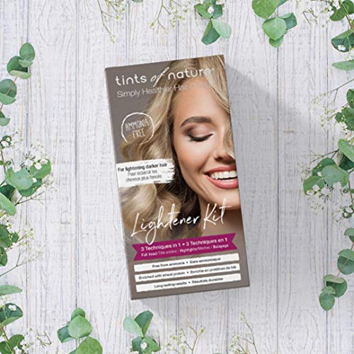 tints of nature 3 in 1 lightener kit  a natural vegan-friendly way for home hair highlights and brightening  cruelty-free semi-permanent dye