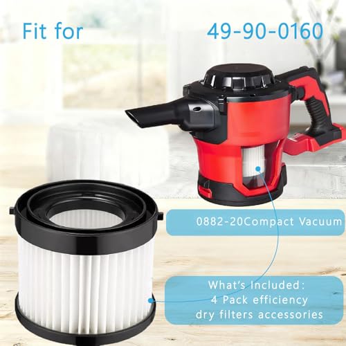 Image of 49-90-0160 Cartridge HEPA Filter Fits for Milwaukee M18 0882-20 - 4PK