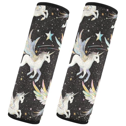Seat Belt Covers 2 Pack Winged Unicorns Car Seat Strap Covers Super Soft Car Seat Neck Cover for Boys Girls Adults Babies M
