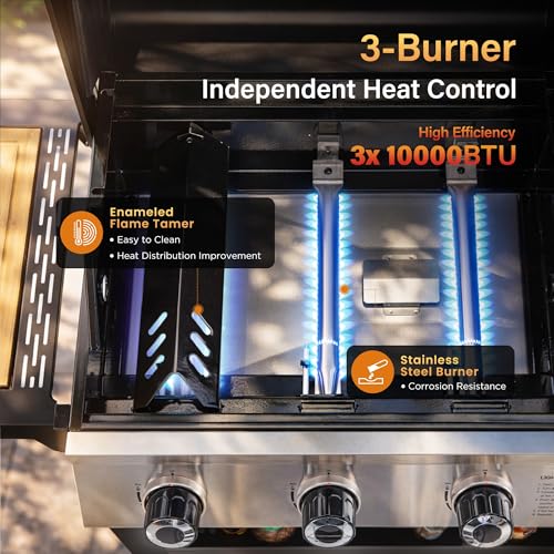Image of Sophia & William 3-Burner Gas and Charcoal Grill Combo with Offset Smoker