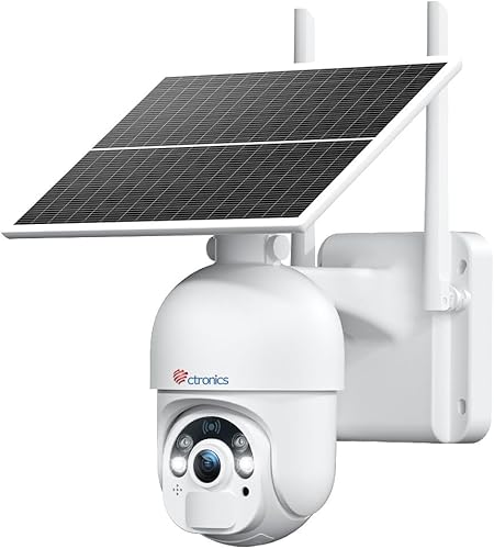 Miniatura 1 de Ctronics Cámara de seguridad solar PTZ exterior, 1080P WiFi inalámbrica cámara de seguridad para el hogar 14400mAh, batería recargable con visión