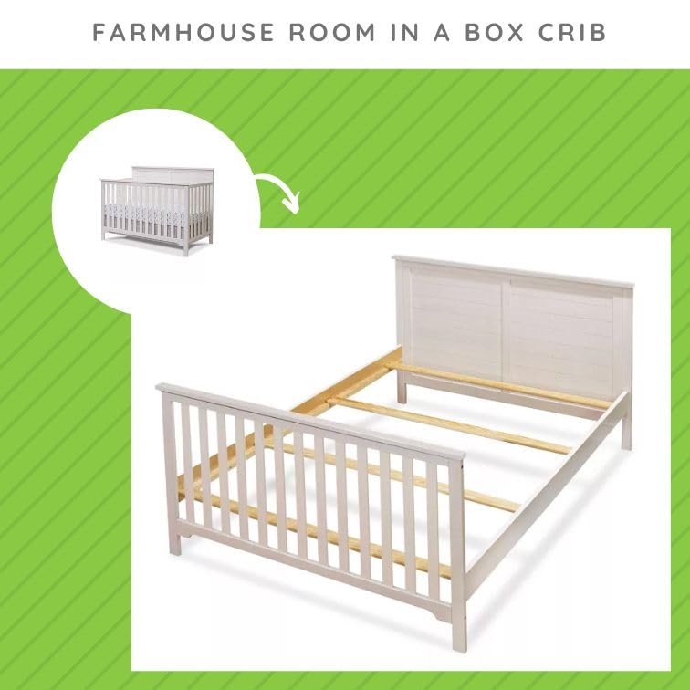 Image of Full-Size Conversion Kit Bed Rails for Sorelle Convertible Cribs - Solid Wood Rail - Toddler and Adult Bed Rail for Full-Size Beds - Essential Nursery & Baby Furniture (Model #221, Weathered White)
