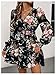 Floerns Women's Floral Wrap V Neck A Line Dress Long Sleeve Elegant Mini Dresses Black Multi Medium