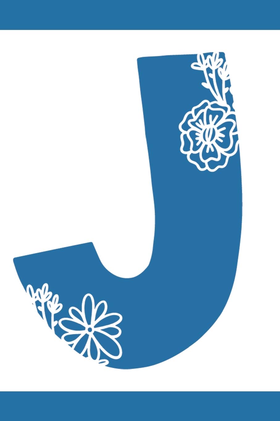 J: Initial J Monogram Notebook Journal Gift Blue Floral design