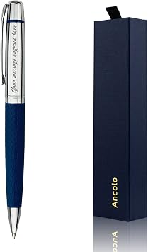 Ancolo Custom Gift Pens - PU Leather Luxury Pens Engrave your Message or Names, Nice Gift for Friends, Family, Colleagues, Business