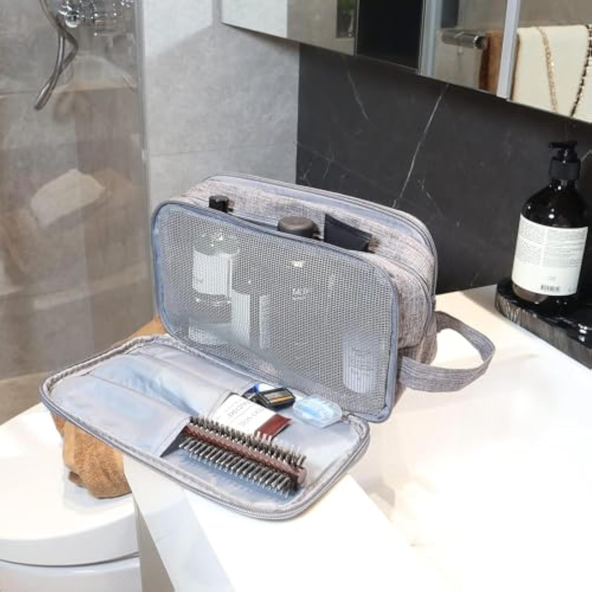 Men's Waterproof Toiletry Bag Travel Kit (Grey)