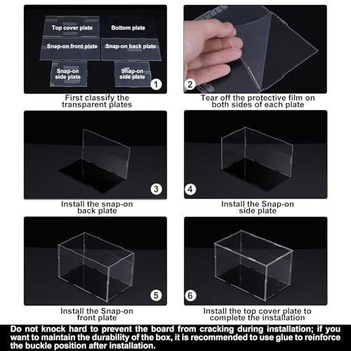 Meccanixity MEA220524EE0370 Acrylic Display Case Plastic Box Cube Storage Box Clear Assemble Showcase 8.3X6.3X16.1 Inch thumb #5