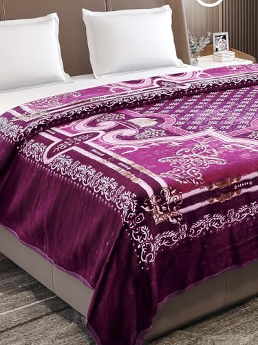 Image of Monte Carlo Regal Gold Double Bed Winter Blanket Single Ply 510 GSM | 2.5 KG (210 x 205 CM) Wine