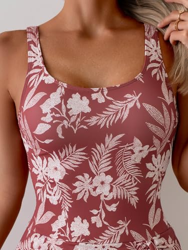 Image of Eomenie One Piece Swimdress Swimsuits for Women Tummy Control Swim Dresses Skirt Bathing Suit