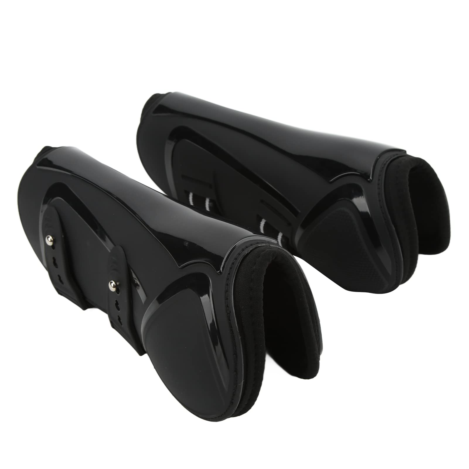 Horse Tendon Boots PU Shell Stable Fixed Safe Horse Leg Protector Support for Horse Riding (Black Front Legs M(59cm / 23.2in Long))