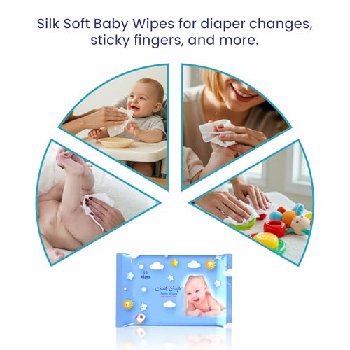 Image of Baby Wet Wipes - 60 Wipes Travel Packs (10 x 6 Packs) | Fragrance-Free, Alcohol-Free & Hypoallergenic | Extra Thick, Moisturizing & Gentle on Sensitive Baby Skin