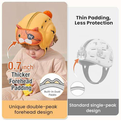 Image of Mambobaby Baby Head Protector Baby Helmet for Crawling Walking- Extra-Thick Deep Forehead Padding, Toddler Helmet 6-24 Months, Infant Safety, Ultra-Light Soft Desig-Pirate Cat