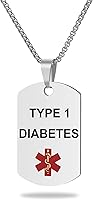 Vista 34 de Collar de alerta médica, etiqueta grabada con láser, grabado personalizado, etiqueta de identificación de acero inoxidable, colgante para hombres