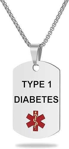 Miniatura 34 de Collar de alerta médica, etiqueta grabada con láser, grabado personalizado, etiqueta de identificación de acero inoxidable, colgante para hombres