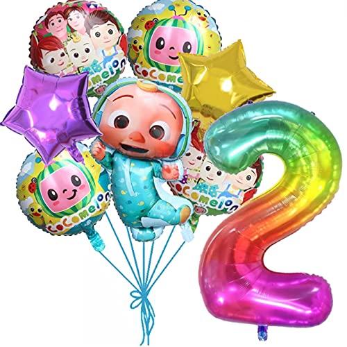 JJ-melon Balloons, 8 pcs Foil Balloons for 2nd Birthday Party supplies Decoration (2 years old)