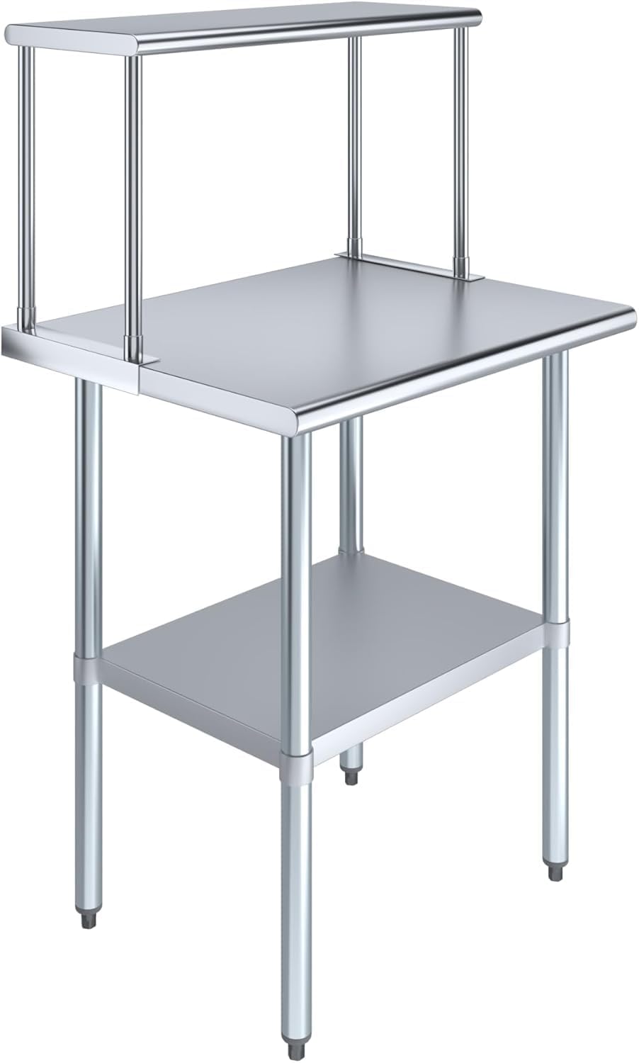 Stainless Steel Work Table with Wide Single Tier Overshelf | Metal Kitchen Prep Table & Shelving Combo (30" x 30" Work Table + 12" Overshelf)