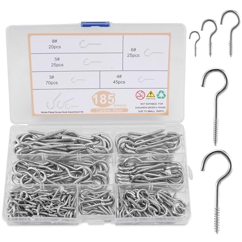 HonQiShiMY 185 Stk Schraubhaken, Deckenhaken, Ösenschrauben Schraubhaken für Holz,Ringschrauben, Haken zum Schrauben Metall zum Aufhängen, für Hängende Pflanzen Teetassen Schlüssel HonQiShiMY 185 Stk Schraubhaken, Deckenhaken, Ösenschrauben Schraubhaken für Holz,Ringschrauben, Haken zum Schrauben Metall zum Aufhängen, für Hängende Pflanzen Teetassen Schlüssel