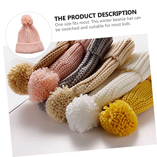 Baby Knitted Beanie Hat Thick Warm Wool Cap for Boys and Girls Cute Candy Color Knit Hat Winter Knit Cap Pompom Pink4