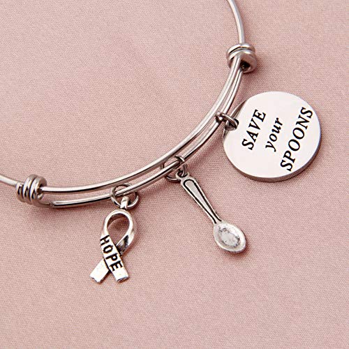 CHOROY Spoonie Gift Save your Spoons Bracelet Fibromyalgia Gift Mental Health Awareness Jewelry Chronic Illness Gift (Save your Spoons)3