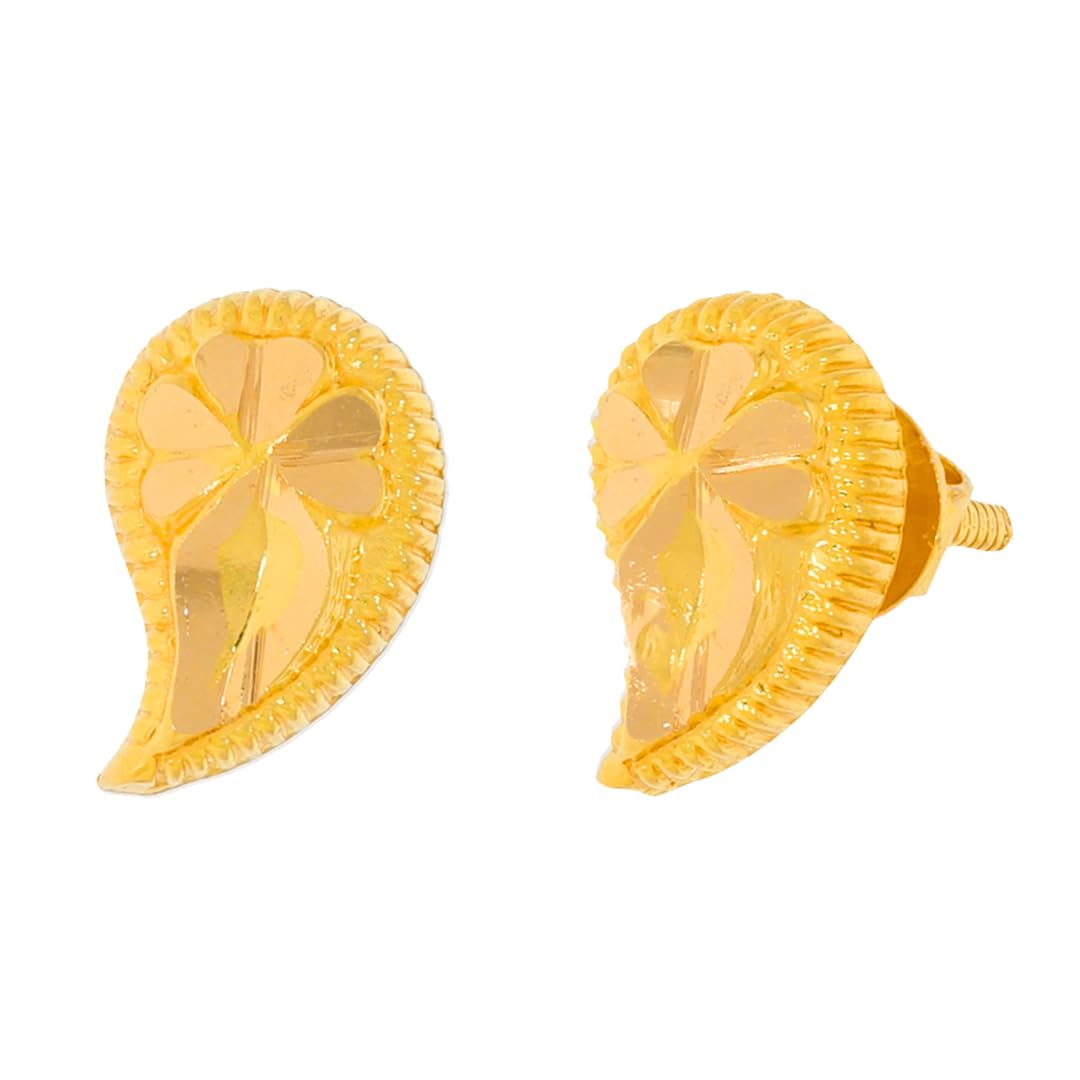 WHP JEWELLERS Drop Leaf Yellow Gold Earrings for Women 22 KT | 22 Carat Gold Earrings 916 | Gold Earrings Set | Gold Studs for Women | Womens Fashion Jewellery | Great for Gifting (B0B21M1NJX) Amazon Price History, Amazon Price Tracker