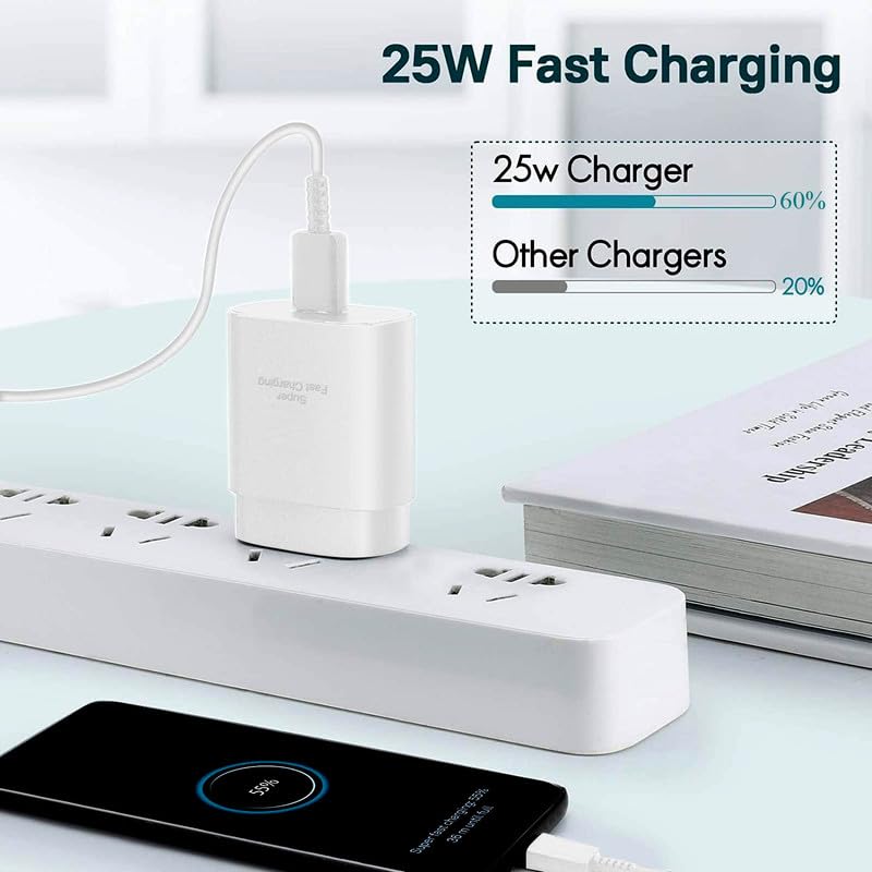 Image of 25W Type-C Super Fast Charger Compatible for Samsung Galaxy S23 Ultra /S23 /S23 Plus /S22 Ultra /S21 Fe 5GMobile Phone Charging True PD Adapter [Quick Charge] Adaptive Wall Charger - 25 Watt (White)