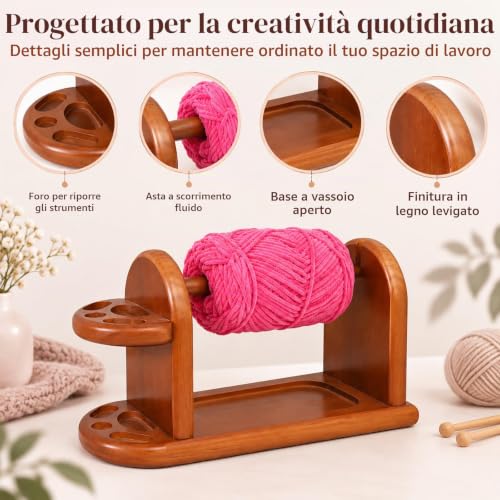 Dispenser e organizer in legno per gomitoli