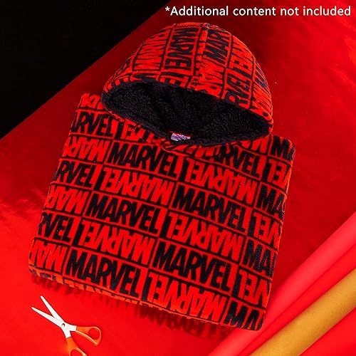 Marvel Blanket Hoodie for Men and Teenagers - Cosy Fleece Wearable Blanket One Size Sherpa Hood - Gifts for Men Red/Black2