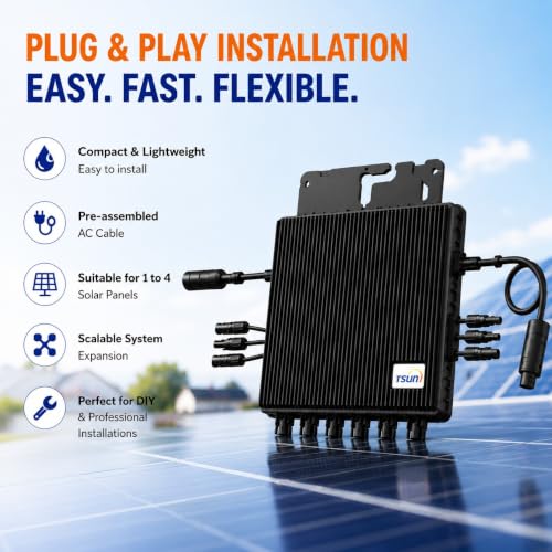 Image of TSUN GEN3 TSOL-MS2000 Solar Microinverter 4-in-1 Trunk Cable | 2000W Output | 4 Independent MPPT | Supports 600W Panels | IP67 Waterproof | Wi-Fi Monitoring | Grid-Tied Solar Inverter
