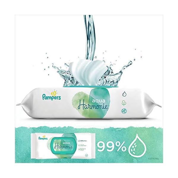 Pampers Aqua Harmonie Baby-Tücher, 864 Tücher (6 x 3 x 48), ohne Parfüm und Alkohol, mit 99% Wasser und pflanzlichen… – Bild 4