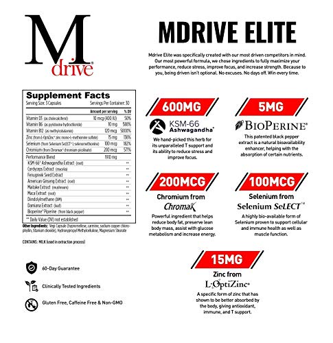 Mdrive Elite Natural Energizing Booster Start Everyday Nutrition & Protein Powder - Supports Immune Health, Energy, Stress Relief, Cardio, Vo2Max, Lean Muscle, Digestion And Recovery #TOP2